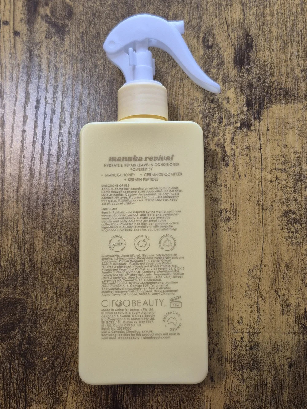 Ciroa Manuka Revival Leave-In Conditioner Spray 350mL / 11.8 fl oz